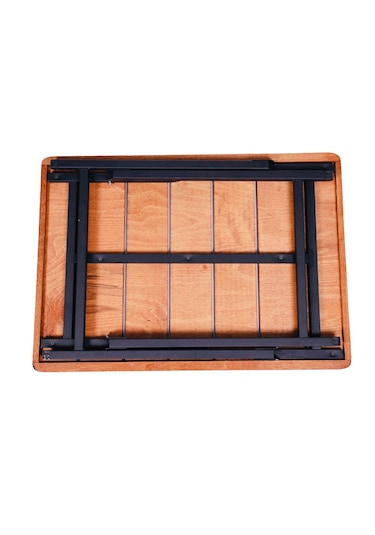 Alin Metal Katlanır Ahşap Kamp Ve Piknik Masası Kahverengi - Siyah