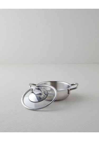 English Home Glow Çelik Cam Kapaklı Sahan 14x5 Cm Silver Silver