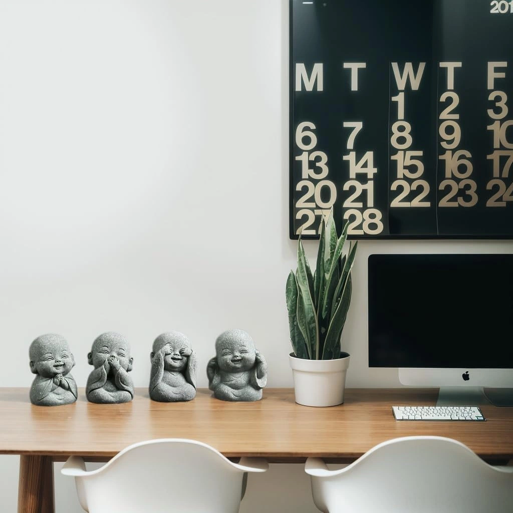 Yaleker 4 Adet Zen Budist Manikürü - Ev Dekorasyonu, Masaüstü Çay Evcil Hayvanı, Mikro Peyzaj Ve Spiritual Orman Dekoru