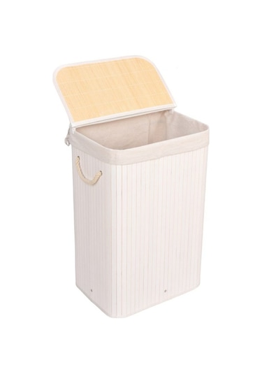 Sever Bambu Çamaşır Sepeti Dikdörtgen Beyaz 34049 Beyaz