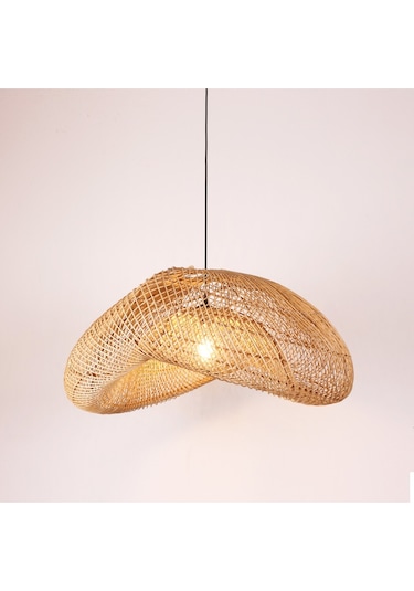 Yasmin Asimetrik Rattan Avize 80x40 Bej