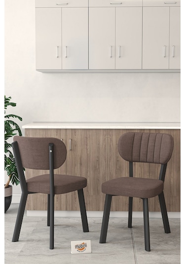 Gnr 70x110cm Sabit Atlantik Mutfak Masası Takımı, Yemek Masası, 4 Modern Kahverengi Sandalye Kahverengi