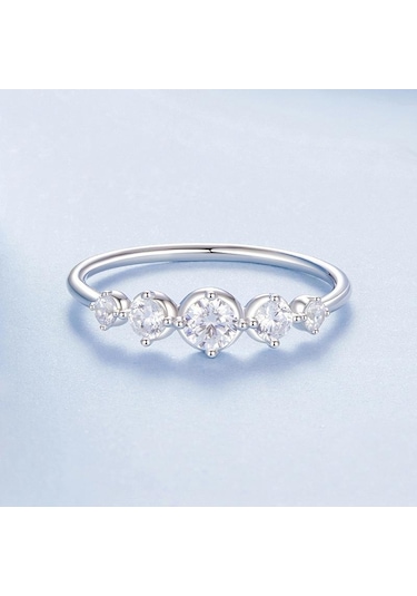 Bsr620 S925 Sterling Silver Platinum-plated Shining Zircon Ring 8 Çok Renkli