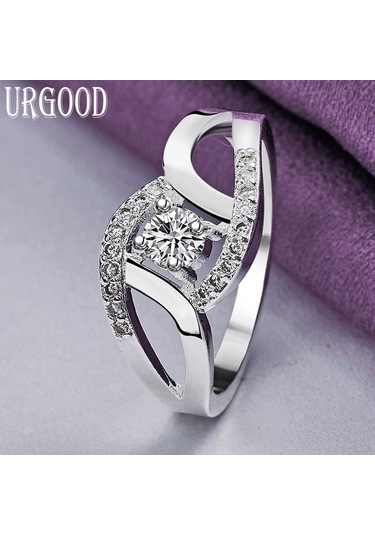 925 Ayar Gümüş Aaa Zirkon Yüzük Hediye Charm Düğün Takı 9