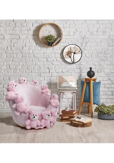 Most Teddy Kids Pembe Ayıcıklı Peluş Kumaş Döner Berjer Evinize Pembe