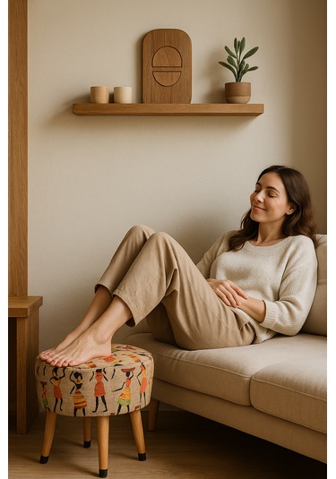 Puf Koltuk Tabure - Etna Ütopya Bej - Gold