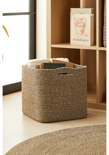 Ocean Home Textile Siyah Kırçıllı Jüt Halat Sepet 30 x 30 x 30 cm