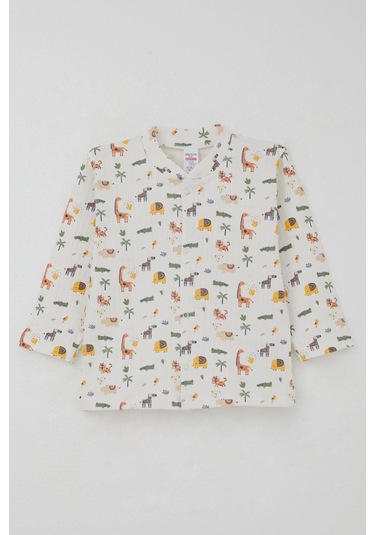 Breeze Erkek Bebek Pijama Takımı Bebek Hayvanat Bahçesi 4 Ay-1 Yaş, Ekru Ekru