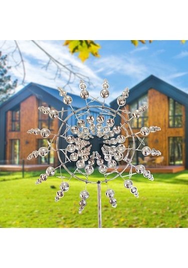 Yunboo Rüzgar Gücüyle Dönen Metal Bahçe Dekorasyonu - 31 Cm Çapında Parlak Rüzgar Gülü