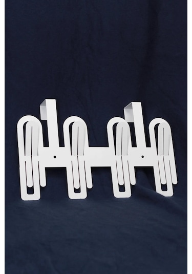 Modern Desenli Metal Kapı Arkası Askılığı Beyaz Beyaz