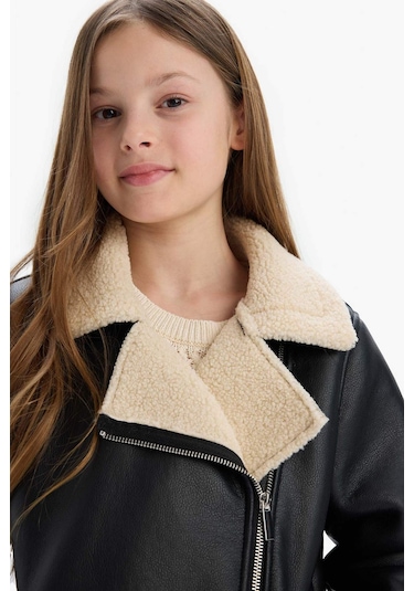 Defacto Kız Çocuk Su İtici Ceket Yaka Pelüş Astar Suni Deri Ceket Mont C4978a825aubk27 Siyah Defacto Kız Çocuk Su İtici Ceket Yaka Pelüş Astar Suni Deri Ceket Mont C4978a825aubk27 Siyah