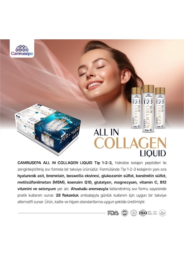 Camrusepa All In Collagen Liquid Tip 1-2-3 28 Flakon Likid Kolajen