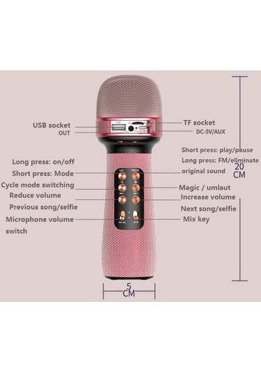 Wondernest Ses Fonksiyonlu Ws898 Kablosuz Bluetooth Mikrofon, Canlı Performans