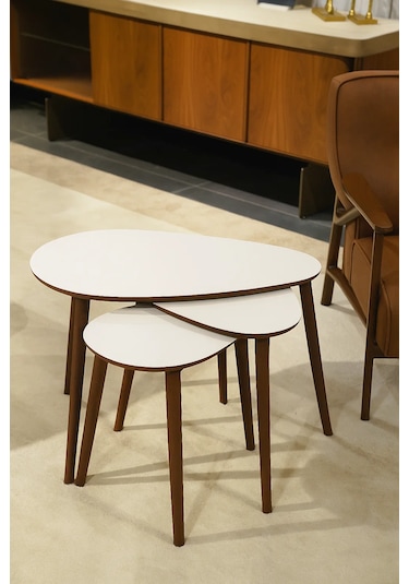 Paris 3'lü Zigon Sehpa &100 Mdf Beyaz