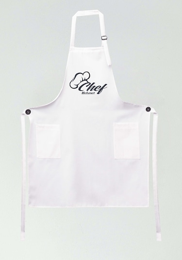 Mutfak Önlüğü Kişiye Ve İsme Özel Nakışlı Mutfak Önlüğü Şef 1 Farklı Renkler Beyaz