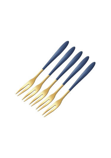 Mavi 5 Adet Meyve Çatalı Lüks Paslanmaz Çelik Altın Kek Tatlı Çatal Güzel Mini Çatal Kek İçin Kullanılan Parti Salyangoz Çatal Restoran