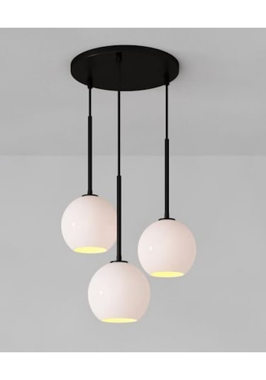 Mylights  Modern Spor Opal Camli Üçlü Avize  Salon Avize Soft Işi