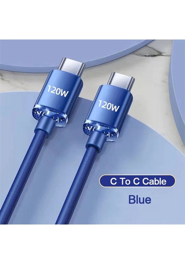 Jinmuxi120w Usb C Kablo Iphone Uyumlu 15 Pro Max/samsung S24 S23/xiaomi Redmi/huawei İçin Pd Süper Hızlı Şarj Kablosumavi2m