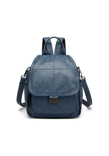 Yıkama Deri Sırt Askılı Kadın Çantası 21-k Barcelona 1908 Lacivert