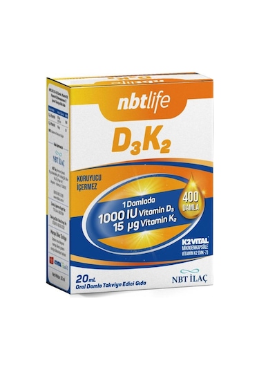 NBT Life D3K2 1000 IU Damla 20 ml