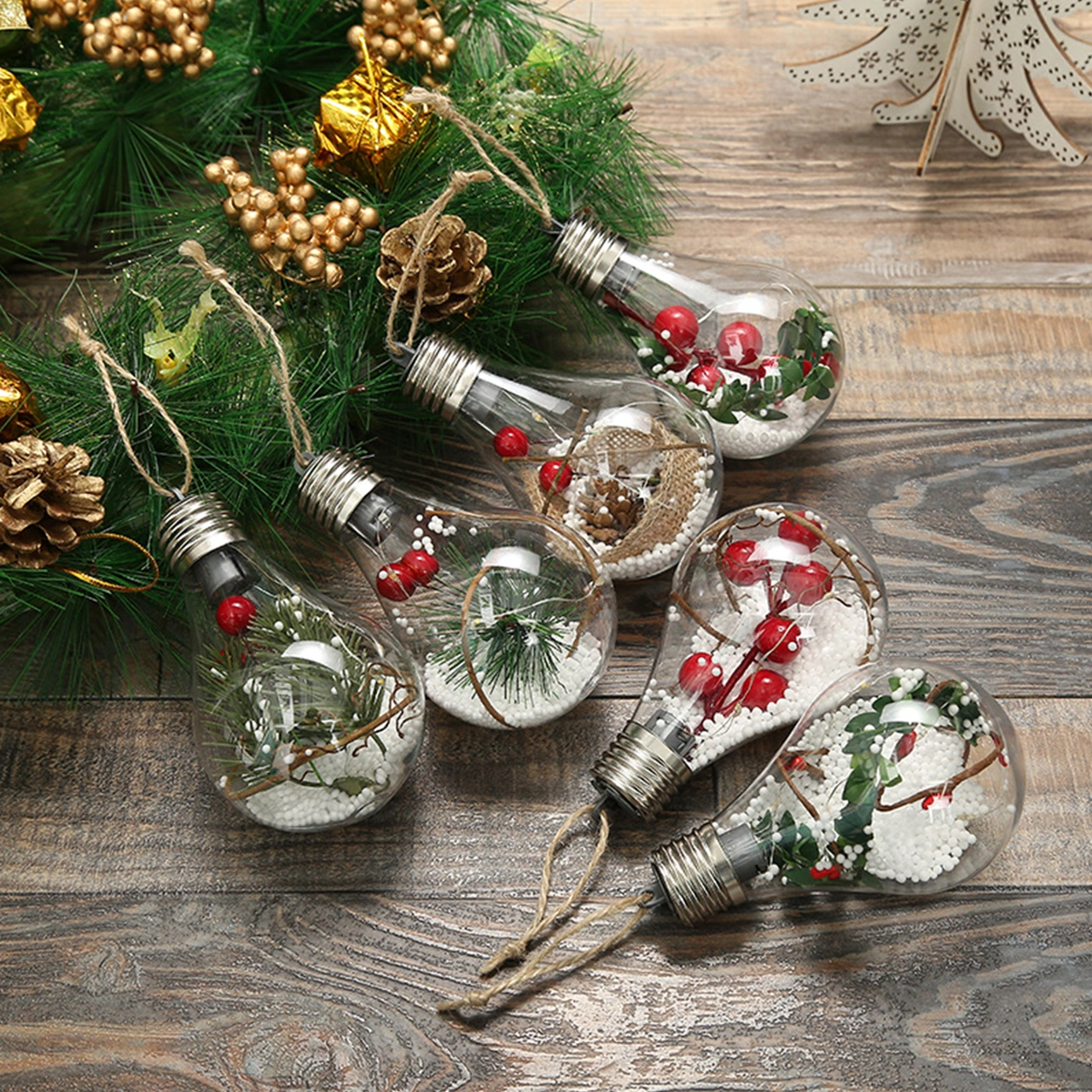 Youmex Led Işıklı Şeffaf Noel Topu, Pet Malzeme Noel Ağacı Süsü, Ev-ofis Dekorasyonu,  Seçeneği