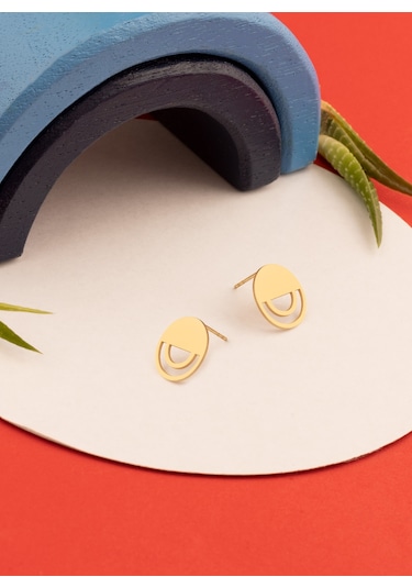 925 Ayar Gümüş Yarım Daire Ve İkili Çember Küpe