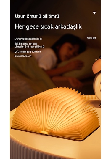 Led Şahşap Kitap Lambası Katlanıyor Sayfa Gece Lambası 1 Diğer