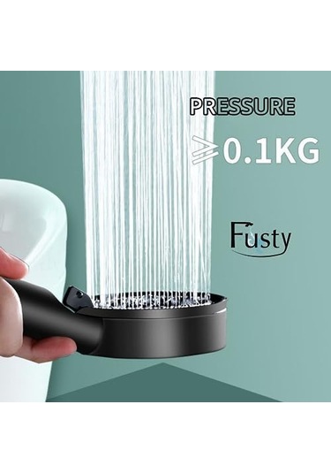 Glee Turbo 5 Fonksiyonlu Duş Seti - Yüksek Basınçlı Duş Başlığı Ve Kopmaz Pvc Hortum 150cm - 2 Renk Seçeneği Siyah Siyah