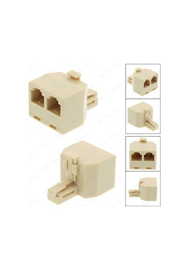 RJ11 6P4C 2'li Telefon Hattı Çoklayıcı Y-Splitter Adaptörü
