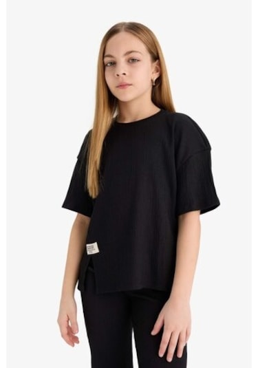 DeFacto Kız Çocuk Bürümcük 2'li Takım Kısa Kollu Tişört İspanyol Paça Tayt E5035A825SMBK81 Siyah DeFacto Kız Çocuk Bürümcük 2'li Takım Kısa Kollu Tişört İspanyol Paça Tayt E5035A825SMBK81 Siyah