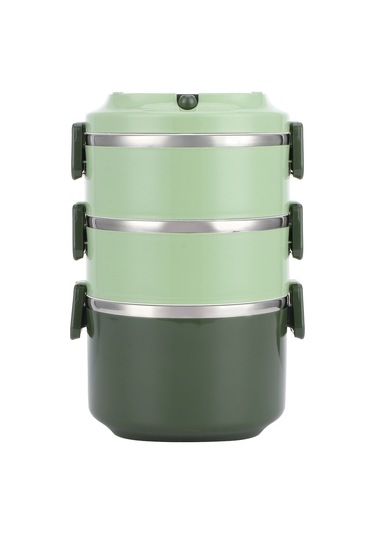 Yalıtımlı Öğle Yemeği Kutusu Paslanmaz Çelik Bento Kutusu Taşınabilir Gıda Kabı Mutfak Eşyaları Üç Katmanlı/ 2,4 L --