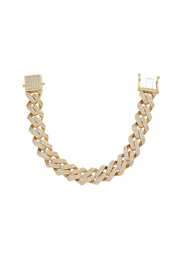 Chavin 15 Mm. Gold Kalın Taşlı Alloy Erkek Bileklik Ek19Sr Sarı