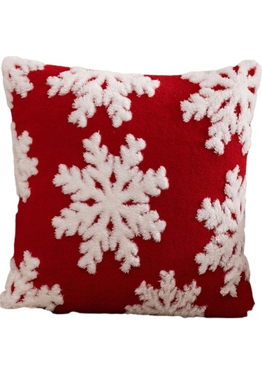 Suntek Yılbaşı Yastık Kılıfı 45x45 Cm Mobilya Kanepe Yatak Kırmızı Beyaz