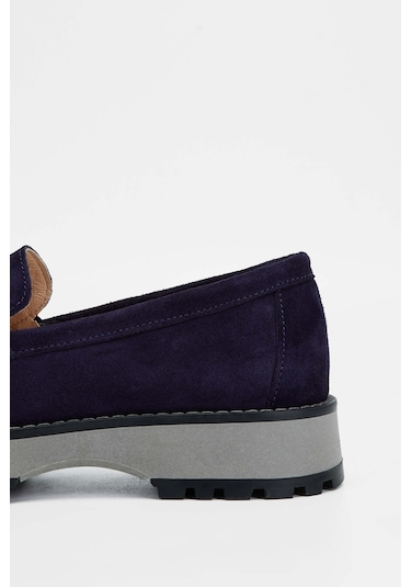 Tamer Tanca Kadın Hakiki Deri Lacivert Süet Loafer Ayakkabı 902 3435 Bn Ayk Sk23/24 Lacı Suet Lacivert