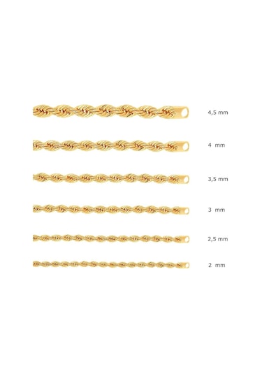 Halat Bileklik 5 Mm 14 Ayar Altın Altın