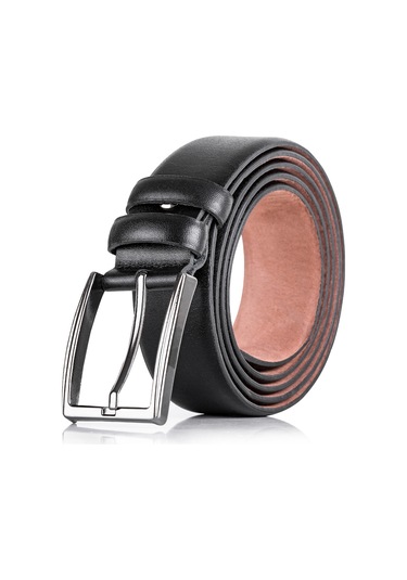 Özel Oval Kutulu Hakiki Manda Derisi Klasik Siyah Erkek Kemer Siyah