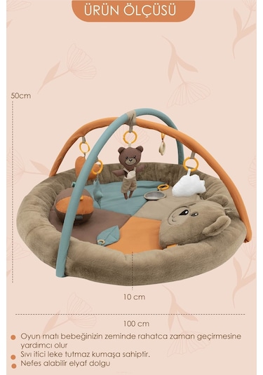 Mordesign Bebek Oyun Alanı, Morbear Bebek Aktivite Matı, Yumuşak Oyun Matı, Baby Gym Serisi, Kahverengi