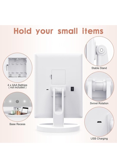 Qingmipy Katlanabilir Led Aydınlatmalı Büyütmeli Makyaj Aynası - Dokunmatik Kontrollü, Usb Şarjlı, Ayarlanabilir Açı, Depolama Tepsili Diğer