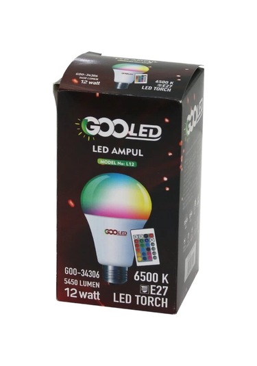 12w Kumandalı Rgb Renkli Led Ampul E27 5450 Lumen 6500k 15000 Saat Ömür 5365 Çok Renkli