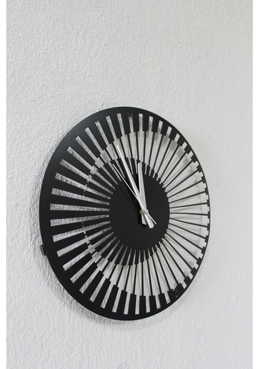 3d Efektli Şık Modern Zarif Metal Duvar Saati Siyah