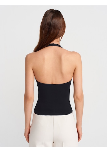 Dilvin 21052 Halter Yaka Top-siyah Siyah