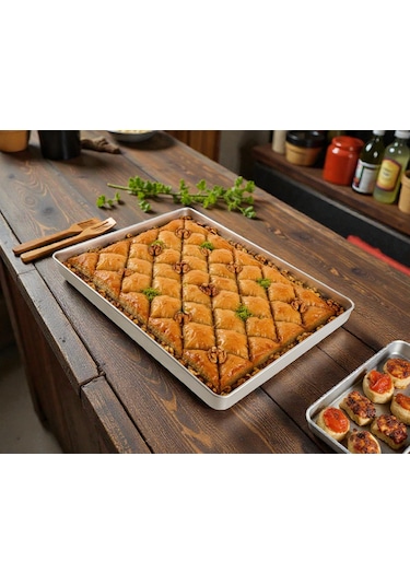 5 Adet - Tek Kullanımlık Alüminyum Tepsi - 20x30x3,5 Cm 105 Gr Gri