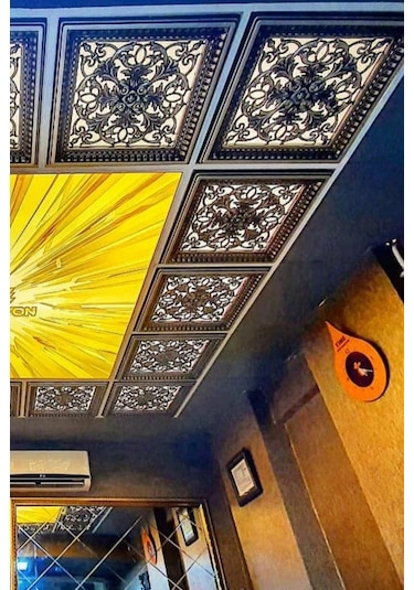 Saray Tavan 60 Cm Kahve Eskitme Dekoratif Saray Tavan Paneli Asma Tavan Uyumlu