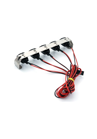 Geekyou 1/10 Rc Araba Led Far Seti - Traxxas Trx-4, Axial Scx10, Rc4wd D90 Uyumlu - 5 Led Işık, Dikdörtgen Kasa Siyah+gümüş