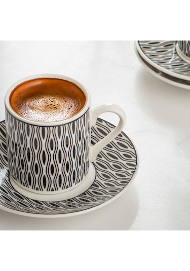 Porsima Perotti Yx03 Desenli 6 Kişilik Porselen Fincan Takımı 90c