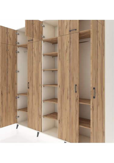 Hyperion Dolap 12 Raflı 9 Kapaklı 2 Askılı 220x44x243 Aytaşı-çam/çam Atlas Çam/atlas Çam