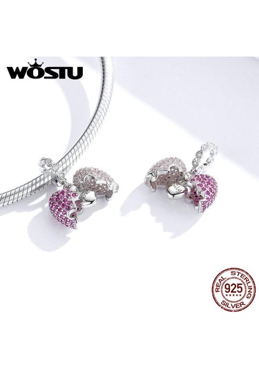 Wostu 925 Ayar Gümüş Sadece Seni Seviyorum Kalp Dangle Charm Fit Orijinal Bilezik Dıy Takı Gümüş