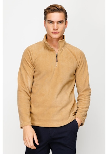 İgs Erkek Camel Standart Yarım Fermuar Polar Camel