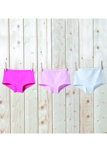 Kız Çocuk Boxer 3lü Paket 1295 - Fuşya Pembe Beyaz Çok Renkli