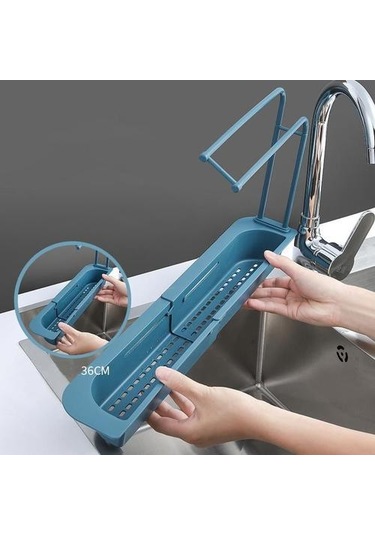 Teleskopik Lavabo Depolama Raf Ayarlanabilir Tahliye Raf Mutfak Yıkama Bezi Sünger Tutucu Raflar Ve Amp Tutucular 19 x 7 CM